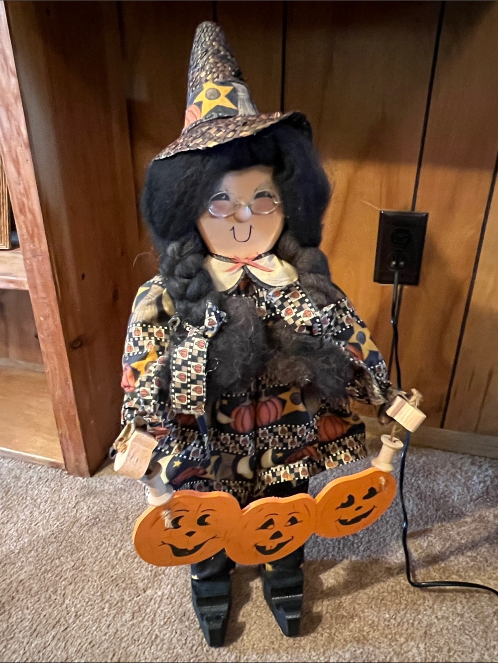 Vintage Homemade Witch in Black and Orange Dress